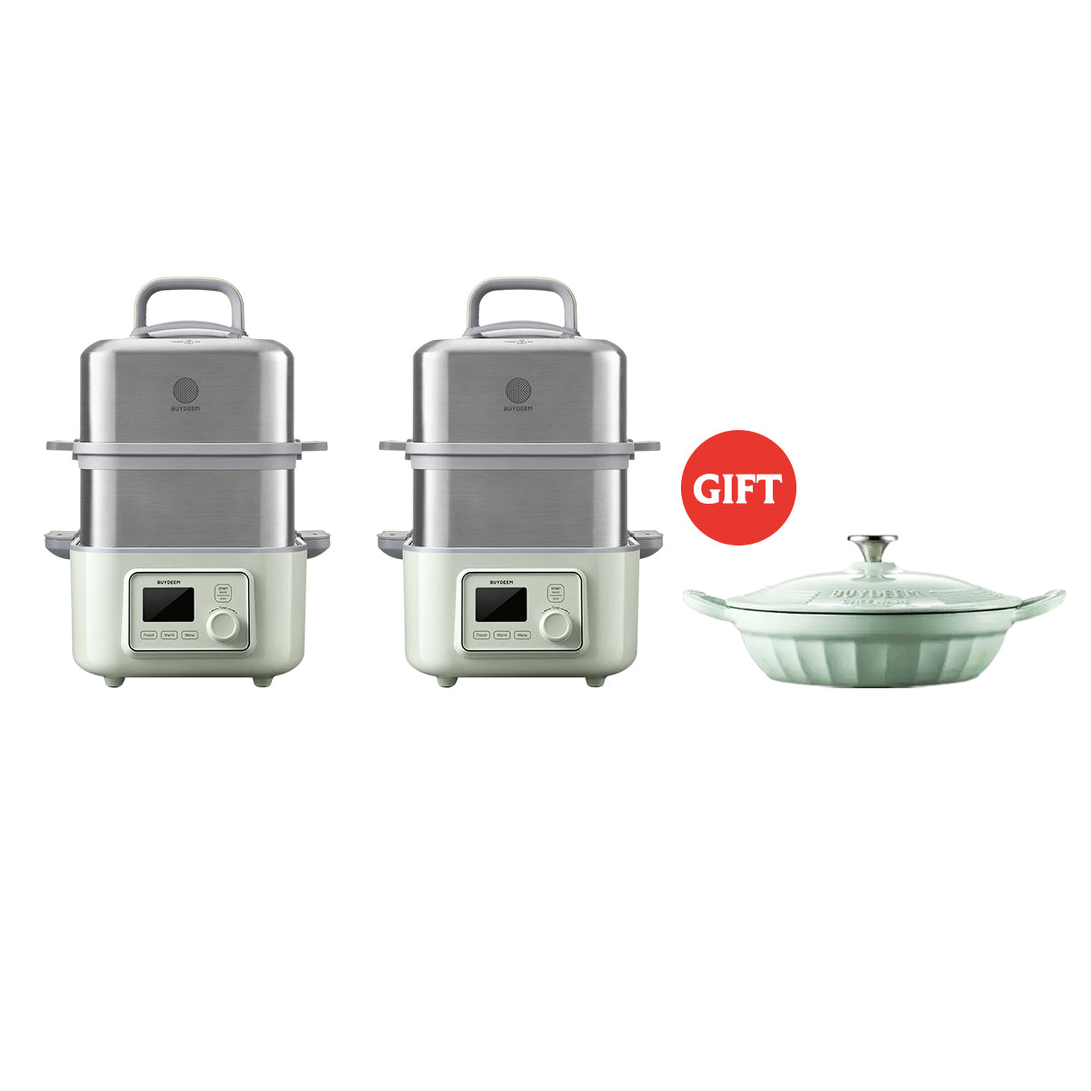 2 × G56 Steamer Pot  with Free Enamel Pot Gift Set